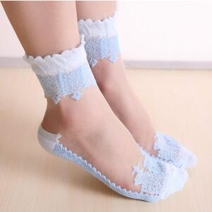 7 Pair Women's Sheer Ankle Socks Mesh Casual Lace Socks Ultra Thin Size 5-6